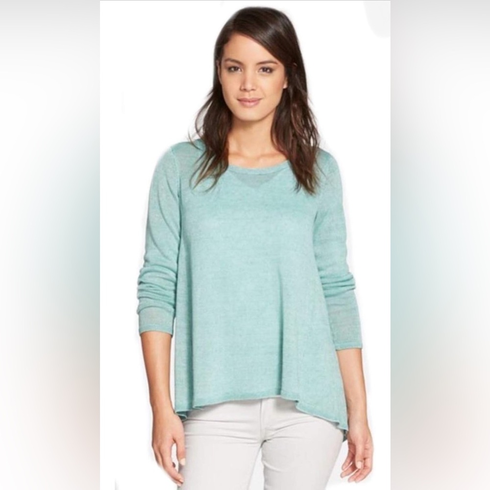 Eileen Fisher Bateau Neck Box Top Linen in Calypso size XXS
